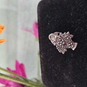 Avon Silver Floral Basket Brooch
